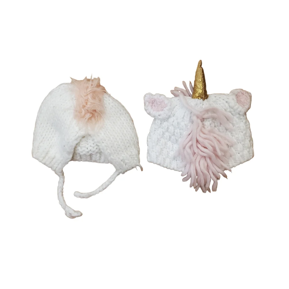 Infant Baby Unicorn Crochet Hats One Size Set‎ Of 2